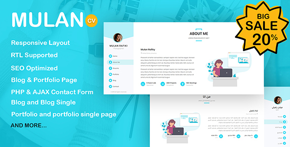 Preview image for Mulan - Resume / CV Template + RTL