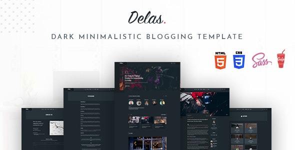 Delas - Dark Minimalist Blogging HTML Template product preview