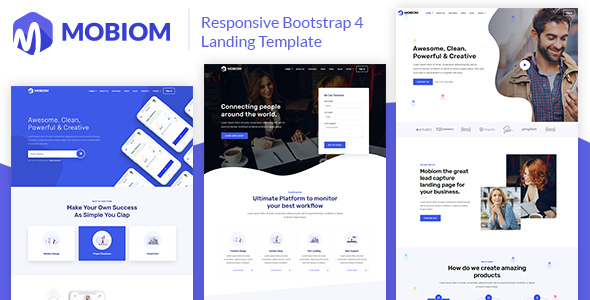 Product preview supplied for Mobiom – Responsive Bootstrap 4 Landing Template