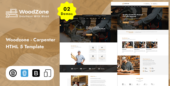 Woodzone - Carpenter HTML Template product preview