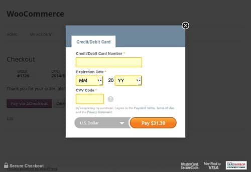 WooCommerce 2Checkout Inline Checkout